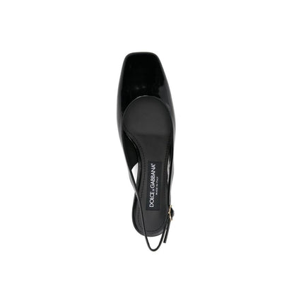 Dolce & Gabbana Black Calfskin Mid Heel Pumps