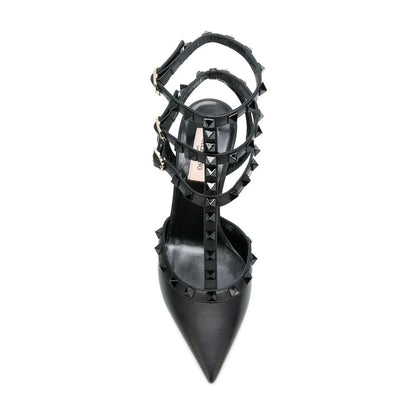 Valentino Garavani Black Calfskin Mid Heel Pumps