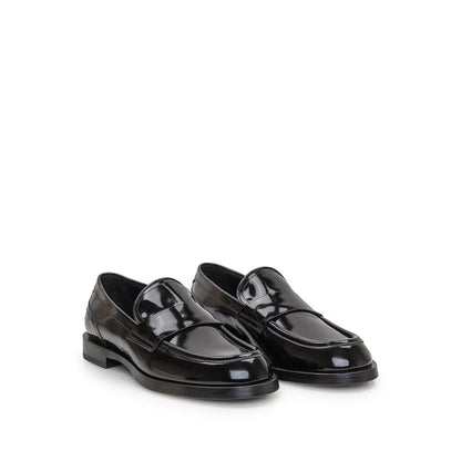 Dolce & Gabbana Black Calfskin Slip-On Loafers