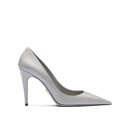 Prada Gray Leather High Heel Pumps