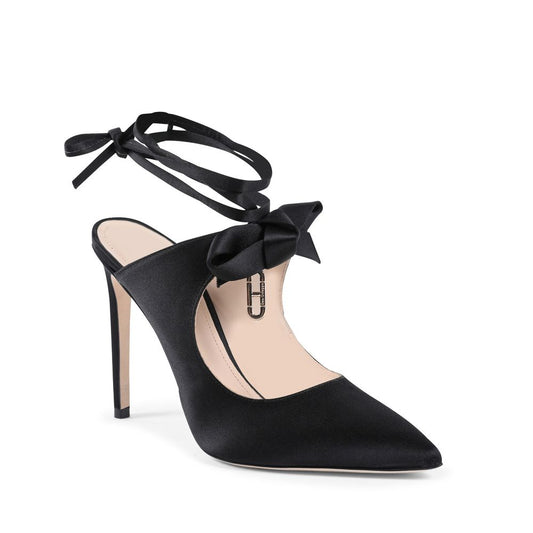 Dee Ocleppo Black Satin Mules
