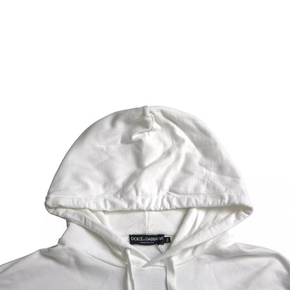 Dolce & Gabbana White Cotton Hooded Pullover Sweatshirt Men