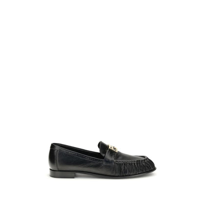 Fendi Black Calf Leather Bos Taurus Slip-On Loafers