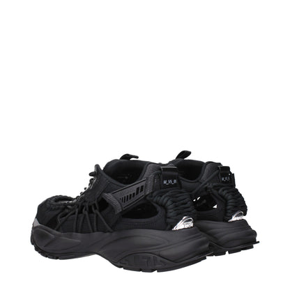 Versace Black Leather Athletic Sneakers