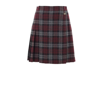 Dolce & Gabbana Bordeaux Wool Mini Skirt