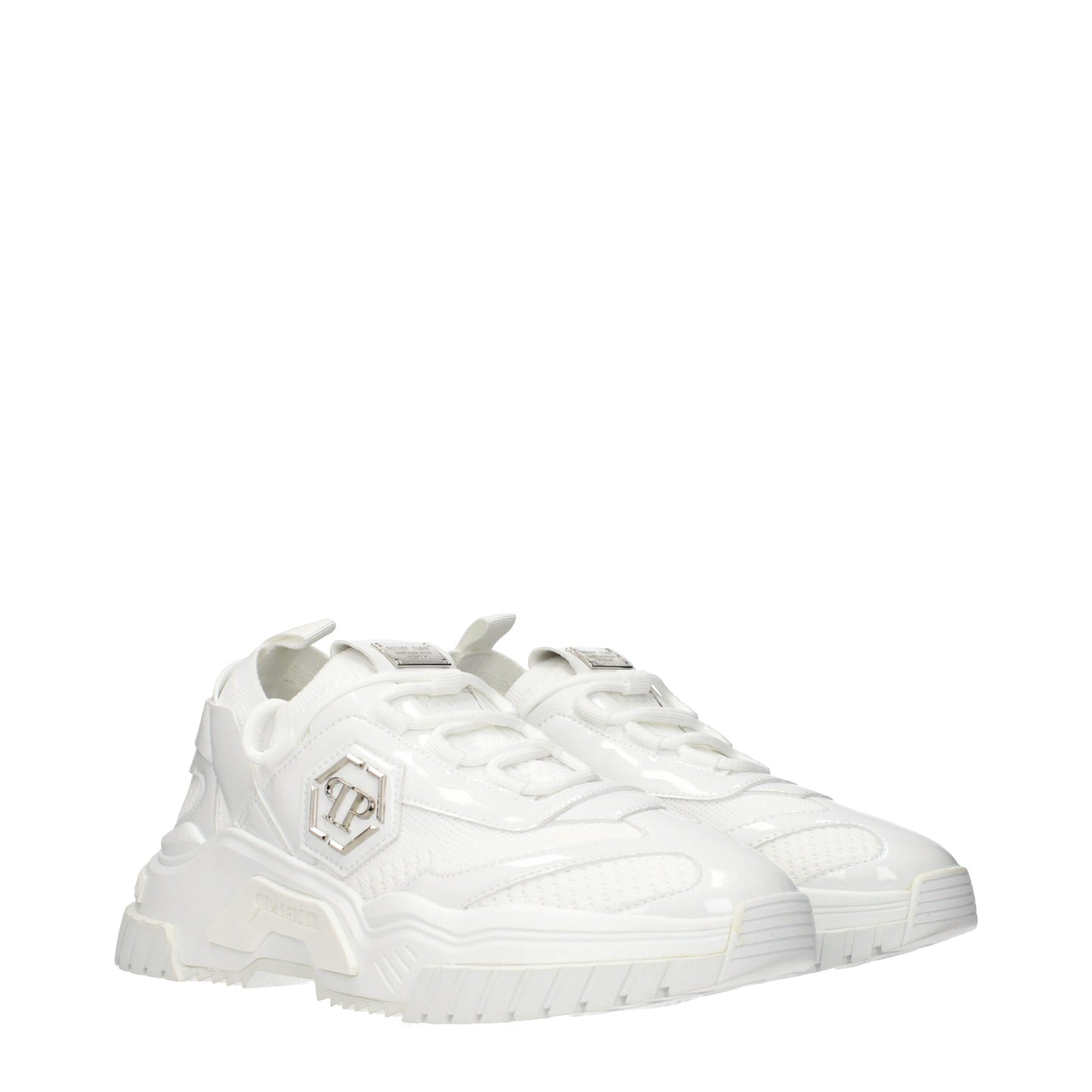 Philipp Plein White Fabric Chunky Sneakers