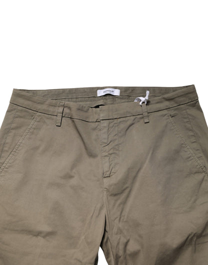 Dondup Beige Cotton Stretch Straight Chino Men Trouser Pants