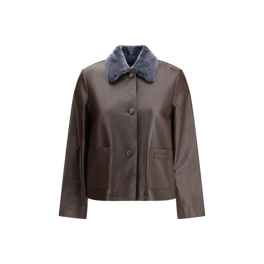Marni Brown Leather Leather Jacket