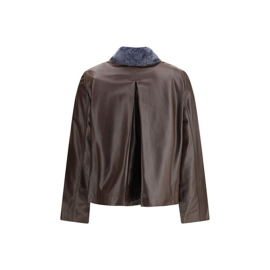 Marni Brown Leather Leather Jacket