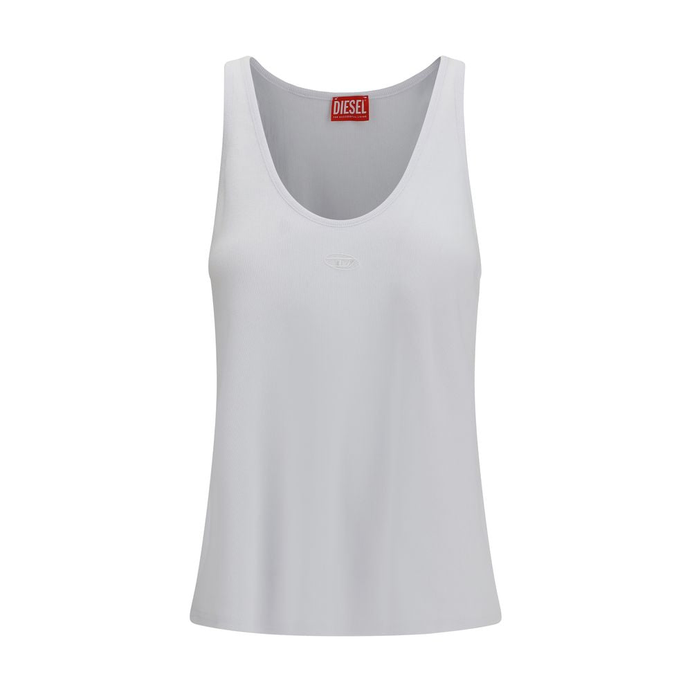Diesel White Cotton Tank Tops