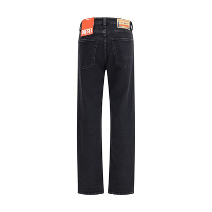 Diesel Black Cotton Relaxed Fit Jeans