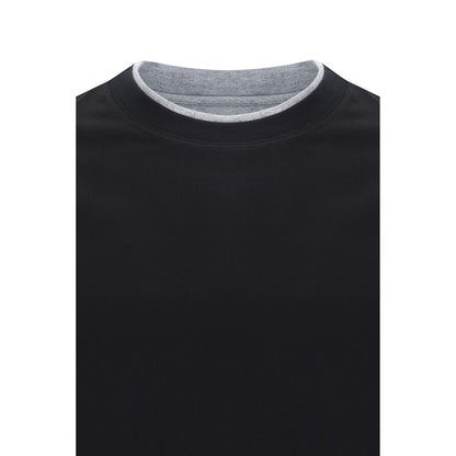 Brunello Cucinelli Black Cotton T-Shirt