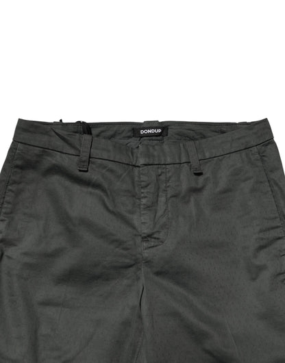 Dondup Dark Gray Cotton Mid Waist Skinny Men Chino Trouser Pants