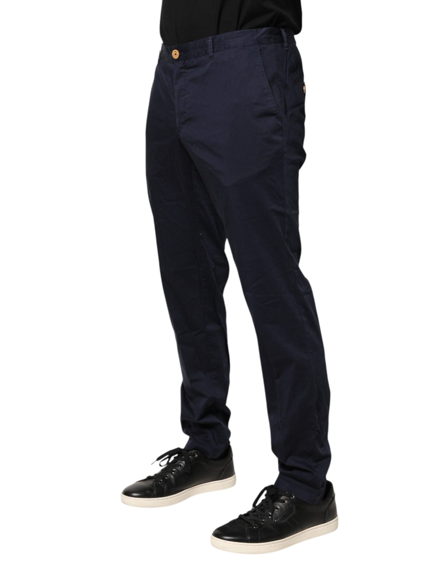 Domenico Tagliente Navy Blue Skinny Chino Mid Waist Men Pants