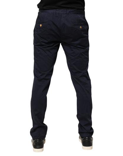 Domenico Tagliente Navy Blue Skinny Chino Mid Waist Men Pants