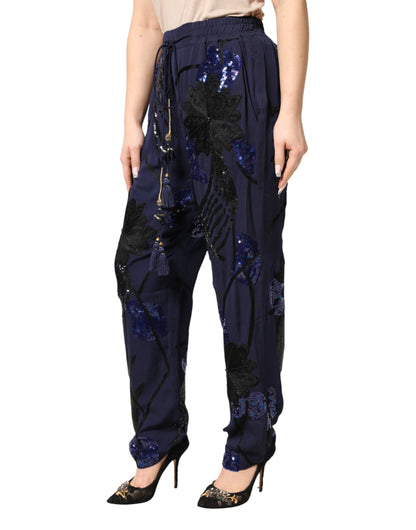 Christian Pellizzari Blue Sequined Tapered Trouser Pants