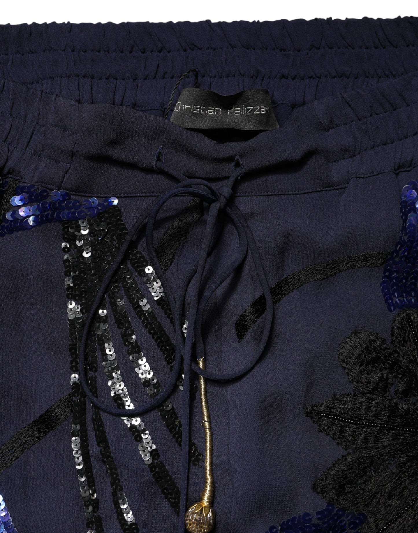 Christian Pellizzari Blue Sequined Tapered Trouser Pants