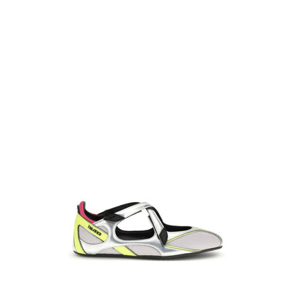 The Attico Silver Polyurethane Ballet Flats