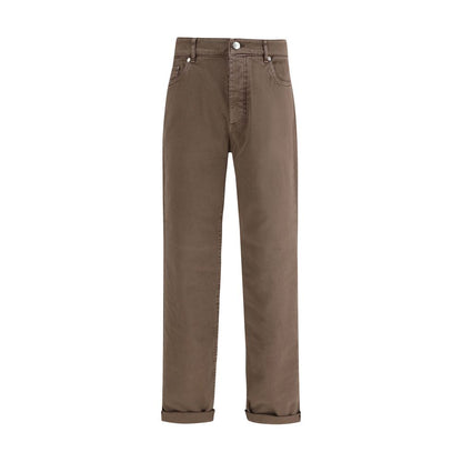 Brunello Cucinelli Brown Cotton Relaxed Fit Jeans