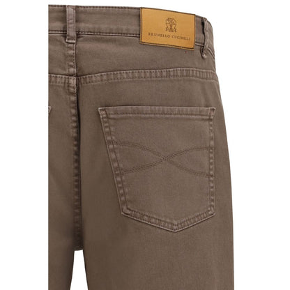 Brunello Cucinelli Brown Cotton Relaxed Fit Jeans