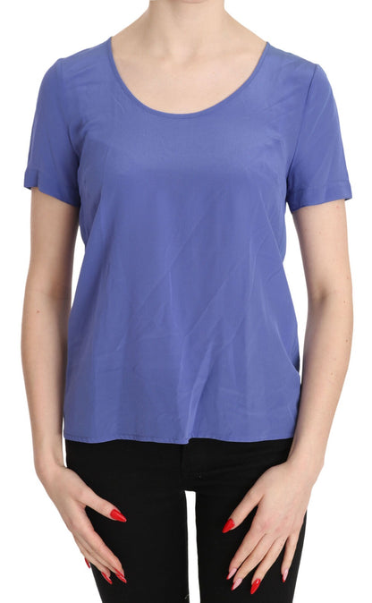 Patrizia Pepe Silk Purple Short Sleeve Casual Top Blouse