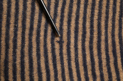 Daniele Alessandrini Brown Black Stripes Wool Crew Neck Pullover Sweater