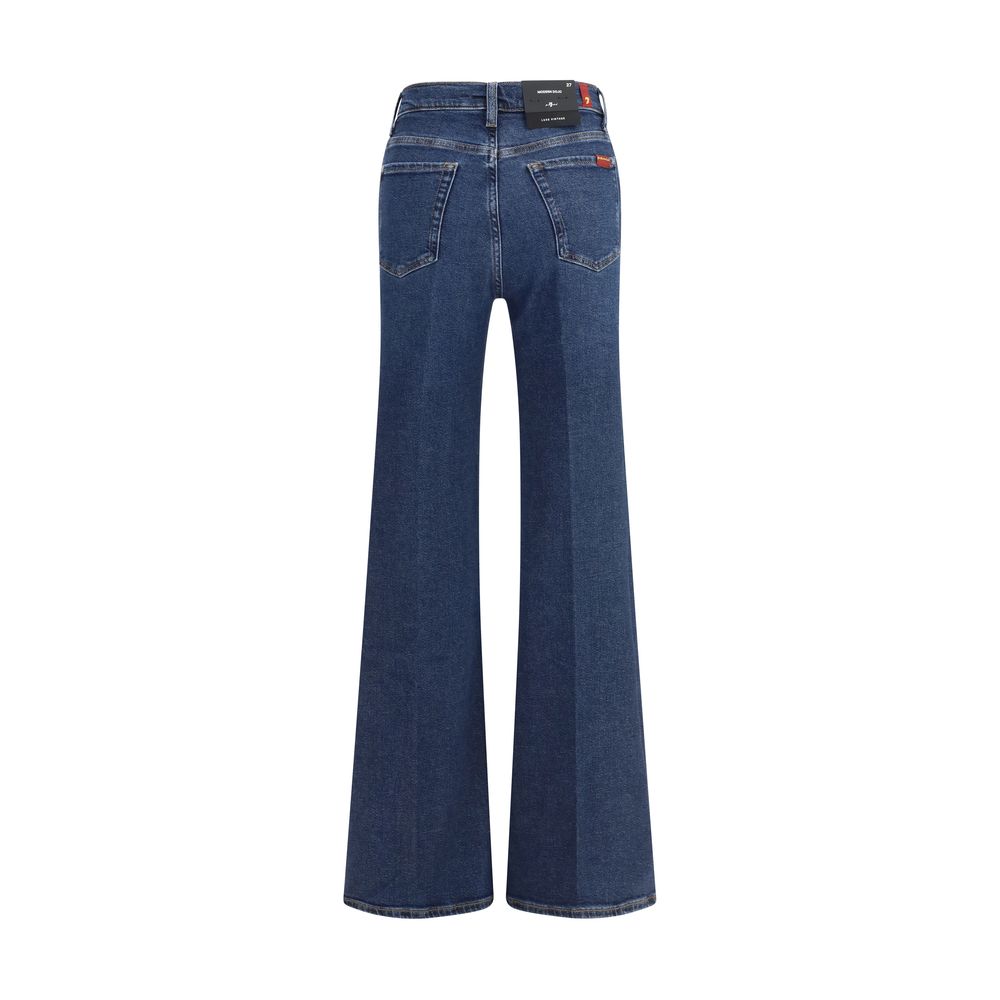7FOR Blue Cotton Flared Jeans