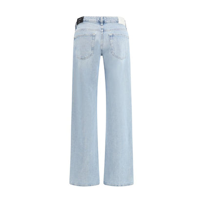 7FOR Blue Cotton Straight-Leg Jeans