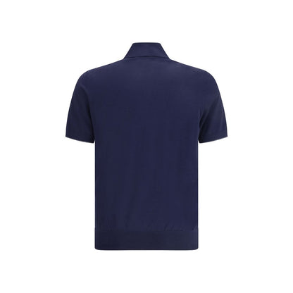 Brunello Cucinelli Blue Cotton Polo Shirt