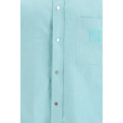 Fendi Blue Cotton Dress Shirt