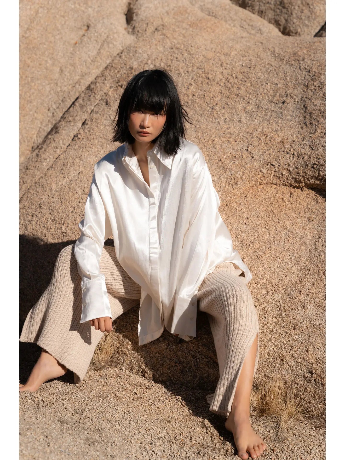 Forever My Muse Silk Shirt Dress WHITE