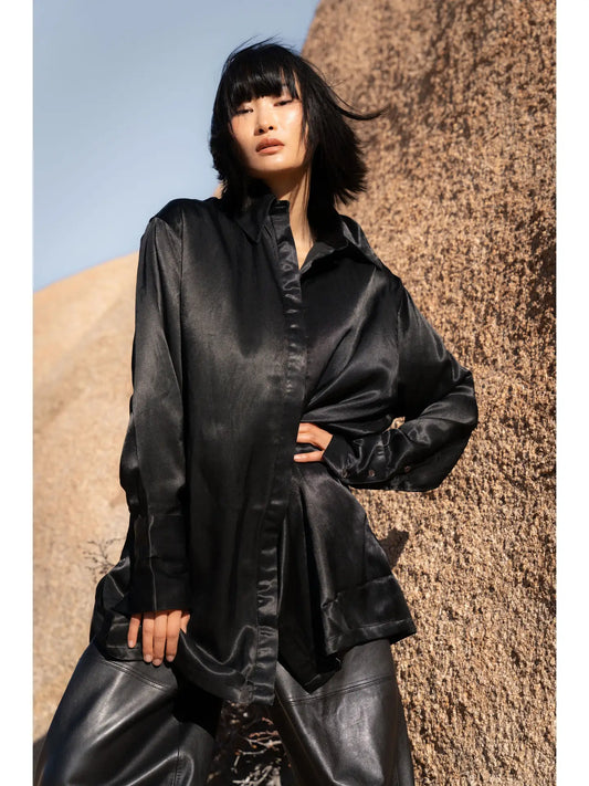 Forever My Muse Silk Shirt Dress