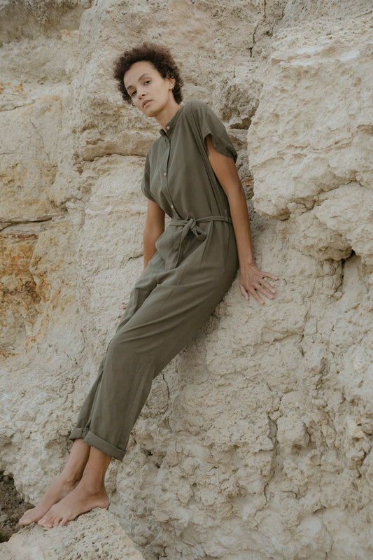 651 Anet Relaxed Lyocell Jumpsuit     Olive green